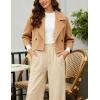 imageOmoone Womens Corduroy Pants Wide Leg Ruffled Hem Elastic Waist Lounge Cord Pants with PocketsKhaki