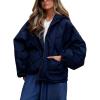 imageOmoone Womens Oversized Puffer Jacket Quilted Long Sleeve Zip Up Winter Jackets Casual Lightweight Padded Outerwear CoatsNavy